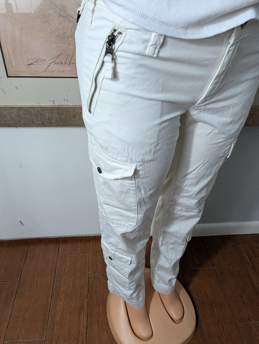 Vtg Ralph Lauren Sport Cargo Pants Womens White Paratrooper Military Grunge Sz 6 - Picture 4 of 8
